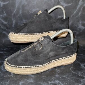Alexander Wang Espadrille Loafers Devon Zip Black Suede Sneakers Women’s Size 7